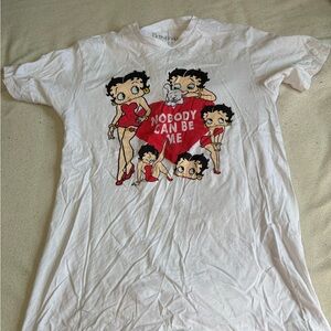 Betty Boop White Graphic Tee - Red Heart 'Nobody Can Be Me'